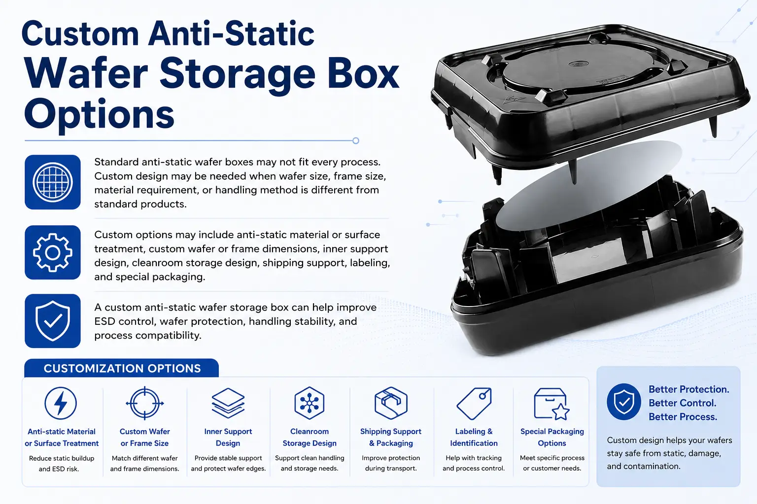 Custom Anti-Static Wafer Storage Box Options